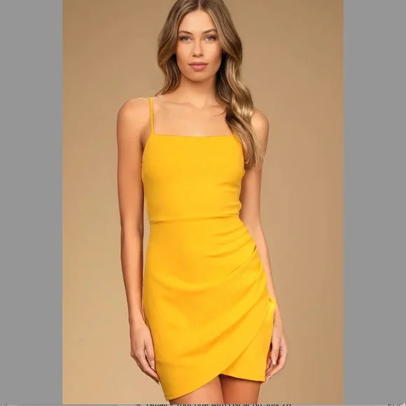 green emerald velvet dress Golden Delight Satin Halter Neck Mini Dress in Gold Gold / L